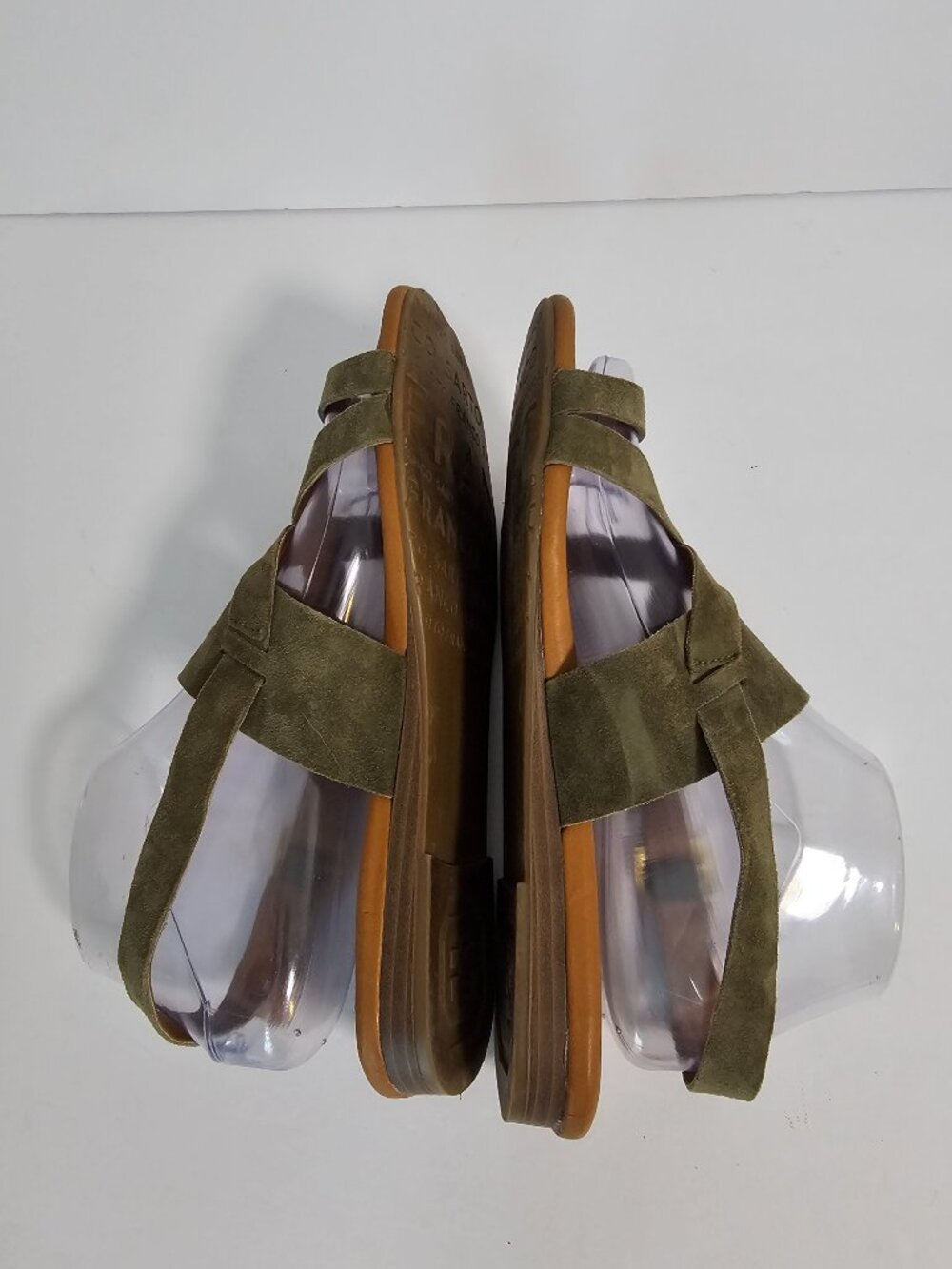 Franco Sarto Sandals Gia Olive Green Suede Boho Buckle Toe Loop 8.5 - Picture 5 of 10